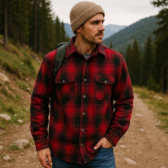 🪶 Field & Stream Heritage Flannel — Red & Black Buffalo Plaid (XL Tall) - Picture 1 of 14
